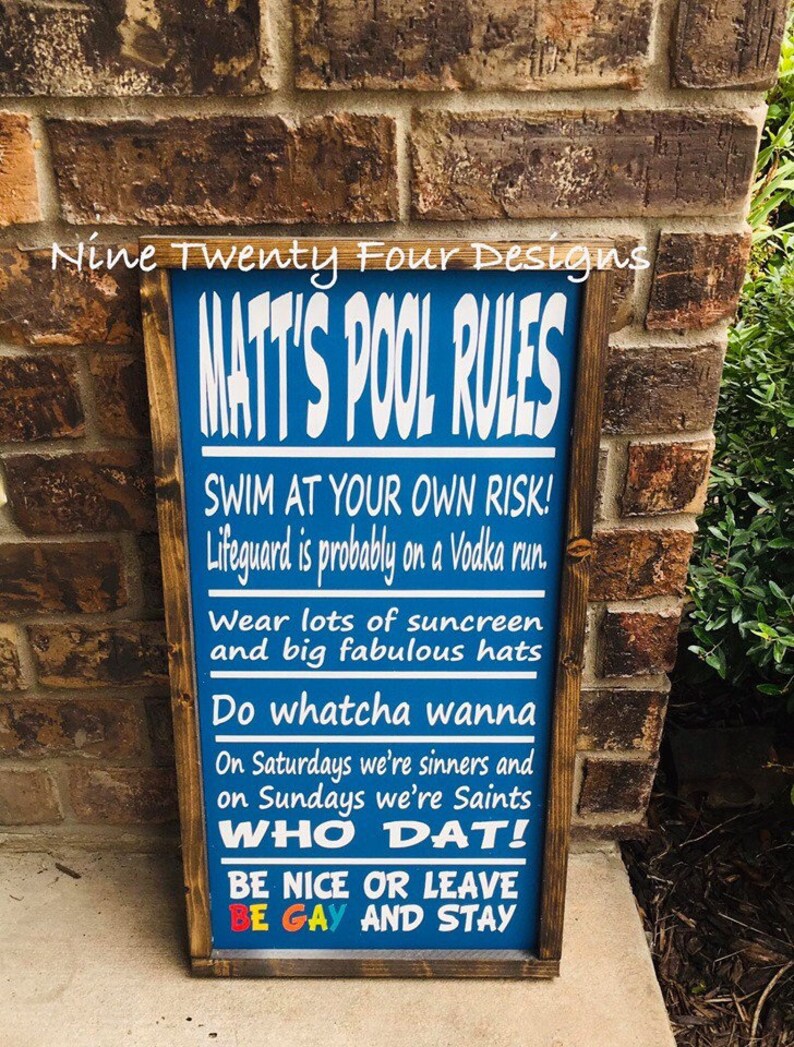 Pool Rules Pool Sign Outdoor Sign Etsy