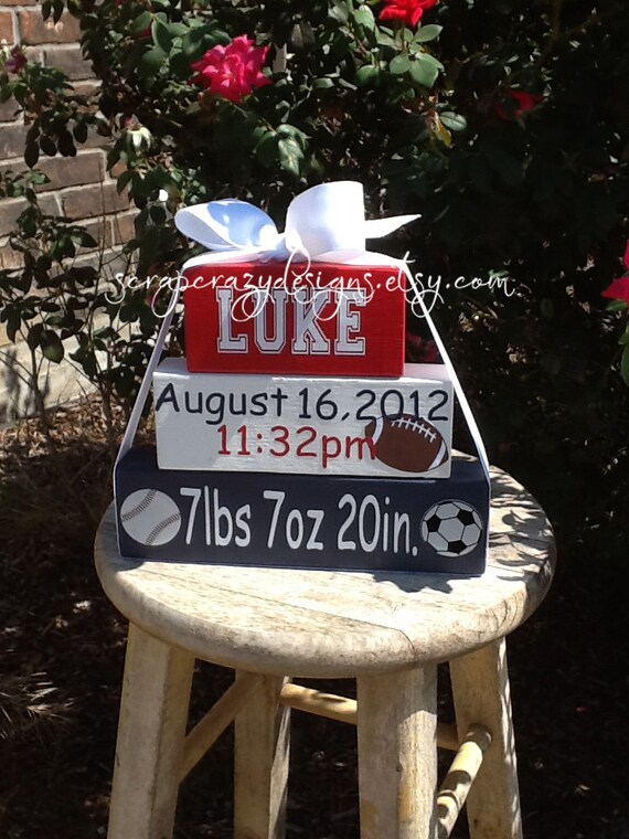 Items similar to Baby Announcement Block set on Etsy