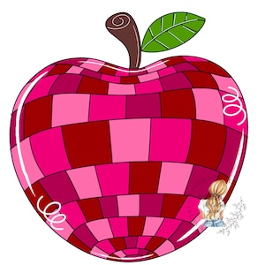 Apple disco ball template, digital download, teacher door hanger, apple template