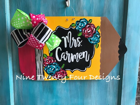 Pencil Door Hanger Teacher Door Hanger Teacher Teacher Decor Classroom School
