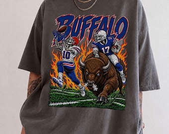 Maglietta Buffalo Football Skull, maglietta vintage per il giorno della partita, t-shirt grafica per tifosi di football, maglietta stile Comfort Colors®, regalo sportivo