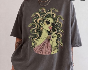 Comfort Colors® Medusa Shirt, Greek Mythology Graphic Tee, Retro Halloween Snake T-Shirt, Spooky Vintage Shirt, Mythology Lover Gift