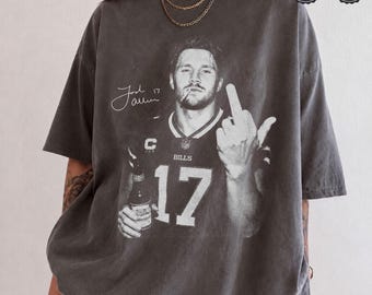 Josh Allen 17 Shirt, Buffalo Football Fan Tee, Quarterback Graphic T-Shirt, Game Day Gift, Football Season Comfort Colors Shirt