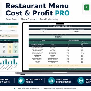 Restaurant Food Cost Calculator | Restaurant Excel Spreadsheet & Menu Engineering Template