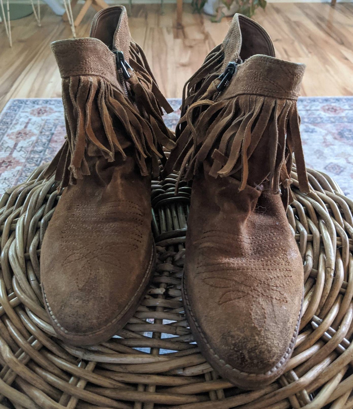 Vintage Sam Edelman Ankle Fringe Cowboy boots | Etsy