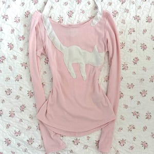 Handmade Cat Off Shoulder Top Coquette Y2K Style 95% Cotton