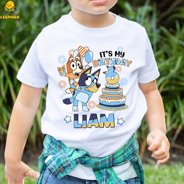 Personalized Bluey Birthday Shirt | Bluey Family Matching Shirts  | Bluey Toddler Shirt| Bluey Bingo Shirt | Custom Bluey Birthday Shirt