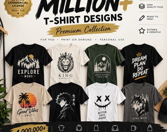 Paquete de más de 1.000.000 de diseños de camisetas, estilo moderno y vintage (descarga digital)