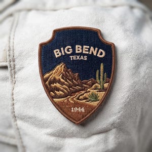 Big Bend Texas Embroidered Patch, Iron On Big Bend National Park Patch, Texas Desert Cactus Patch, Southwest Hiking Souvenir, Camping Gift