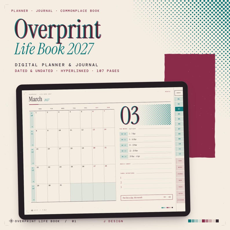2027 Digital Planner and Journal, Dated and Undated Life Book, One Line ...