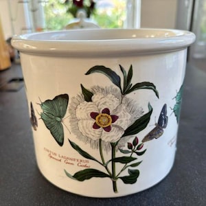 Portmeirion Botanic Garden Planter Pot, Cistus Ladaniferus (Spanish Gum Cistus), Butterflies, Vintage Cache Pot, Made in England, Ø 16 cm