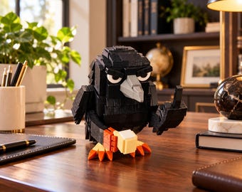 Sarcastic Crow Building Block Kit, Gothic Desktop Ornament, Adult Gag Gift