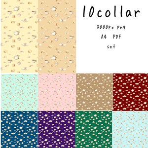 Tea Time Digital Paper, Watercolor Tea Party Pattern, Tea Cup Teapot Scone Macaron, Printable A4 PDF & PNG, 10 Colors