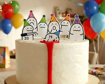 Funny Character Flork Meme Cake Toppers, Birthday Party Decorations (Digital Download)