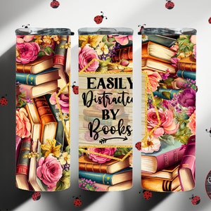 Easily Distracted By Books Stainless Steel Tumbler