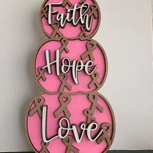 Awareness Stacked Pumpkin Decoration Cancer Awareness Pink Ribbon