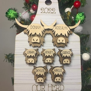 Highland Cow Family Ornament , Christmas Highland Cow Ornament