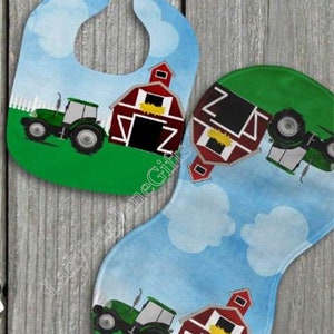 Baby Farm Scene Gift for Girl or Boy  -  Bib, Burp or Set Baby Farm Scene