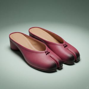 Women's Pink Tabi Mules, Split Toe Heels