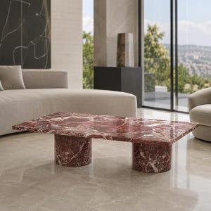 Rose Lavendo Marble Dining Table, Rectangular Custom Stone Furniture, Modern Luxury Home Decor