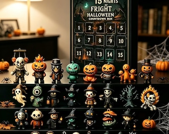 31-Day Halloween Advent Calendar, Spooky Countdown Box with Miniature Figurines, October Surprise Gift, Halloween Decor for Home - Party