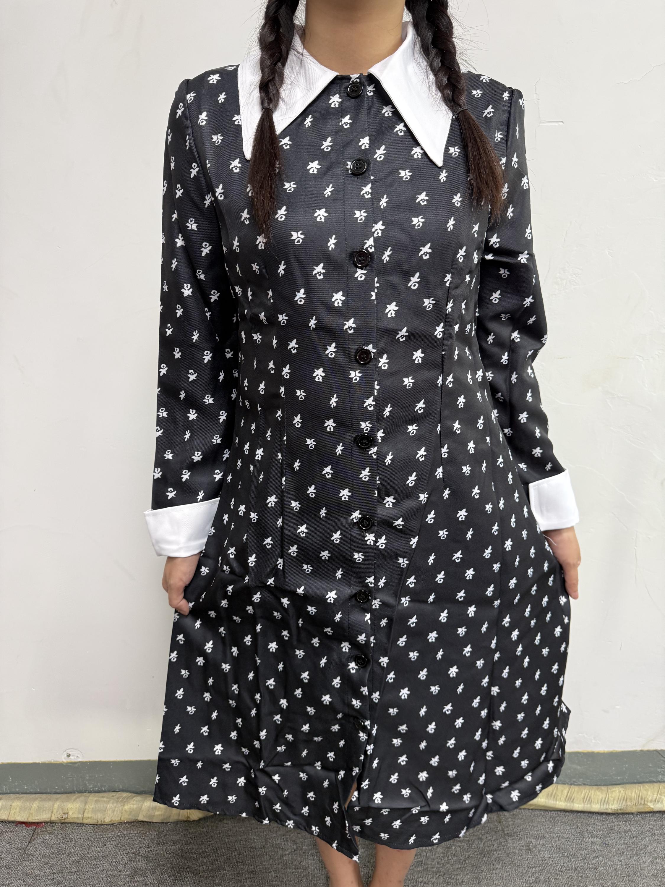Wednesday Addams Dress Girls White Collar