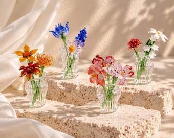 Flor de cristal del mes de nacimiento, ramo de flores de cristal hecho a mano, regalo de cumpleaños para ella, regalo del Día de la Madre, recuerdo para la decoración del hogar