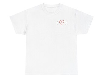 Hand-Drawn Heart Tee | Cute Minimal Chest Heart Shirt