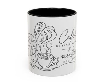 Specialty Coffee Mug with Monstera deliciosa | Accent Coffee Mug | Monstera Design