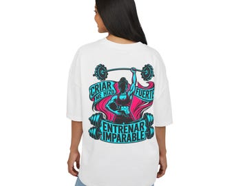 Raising Me Made Me Strong, Training Unstoppable - Neon Style - T-Shirt | Weightlifting Barbell Design