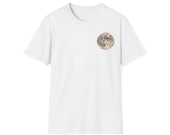 Harvest Moon Vintage Moon Pocket Print T-Shirt | Minimal Celestial Graphic