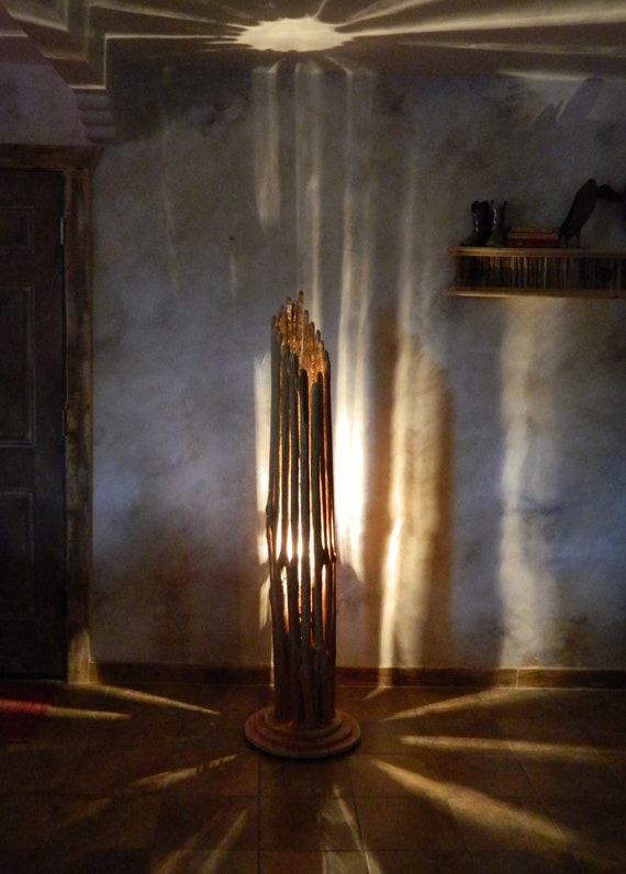 Home Floor Lamp Saguaro Cactus Floor Lamp With Wood Base Etsy