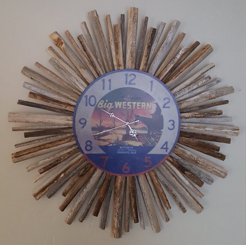 Wall Clock Saguaro Cactus Rib Western