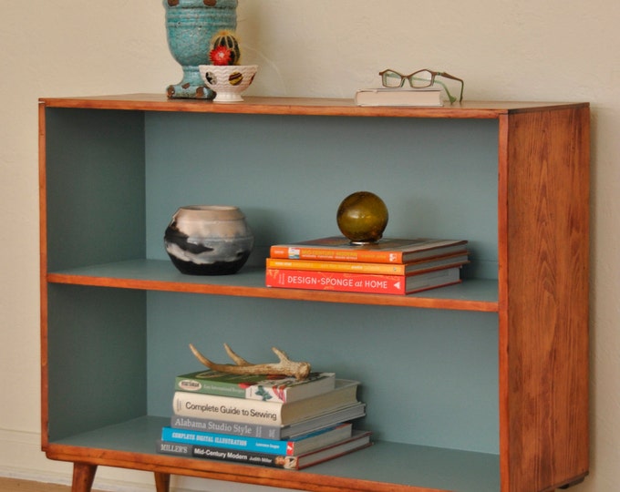 Mid Century Vintage Solid Wood Bookcase - on Hold for Julia - Etsy