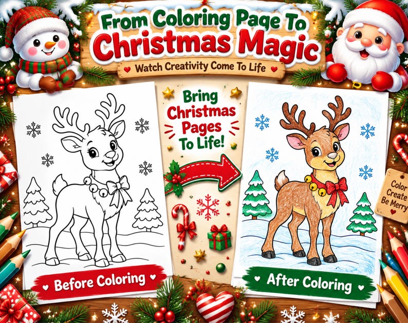 Christmas Coloring Pages for Kids, 50 Printable Holiday Coloring Book ...