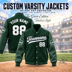 Chaqueta universitaria personalizada: Chaqueta bomber de béisbol con nombre, número y logotipo personalizados (bordado/estampado).