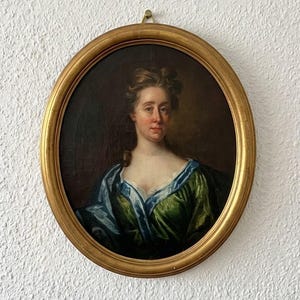 Elegante ritratto di una dama di corte in abito di seta - Scuola francese - Pittura ritrattistica storica