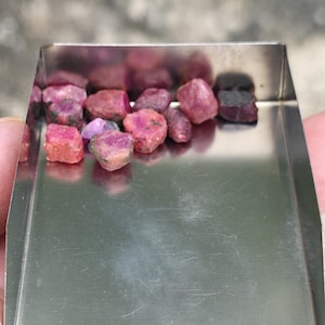 Raw Ruby Crystals Lot, Natural Rough Mozambique Ruby with Strong UV Fluorescence, Unheated July Birthstone Corundum 52.36 Ct