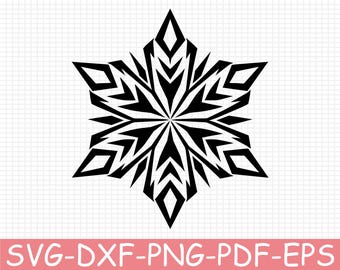 Tribal Six Point Snowflake Silhouette, Svg, Dxf, Png