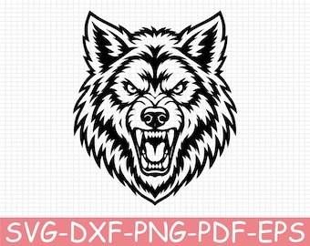 Wolf Mascot Silhouette, Svg, Dxf, Png