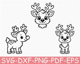 Reindeer Silhouette Cut File (Digital Download - svg, dxf, png, pdf, eps)