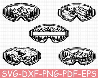 Snow Goggle Silhouette, Svg, Dxf, Png