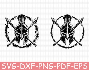 Spartan Helmet Emblem Silhouette, Svg, Dxf, Png