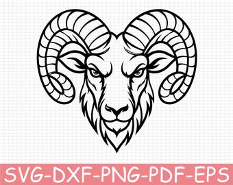 Ram Head Silhouette, Svg, Dxf, Png