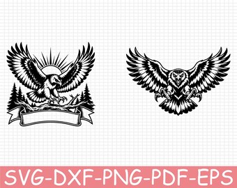 Fierce Eagle Emblem Silhouette, Svg, Dxf, Png