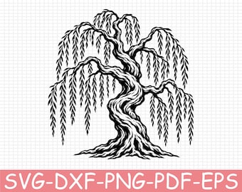 Willow Tree Silhouette, Svg, Dxf, Png