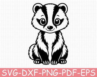 Cute Badger Silhouette, Svg, Dxf, Png
