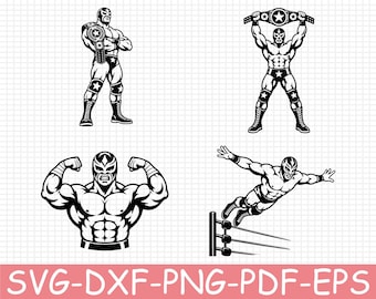 Wrestler Silhouette, Svg, Dxf, Png
