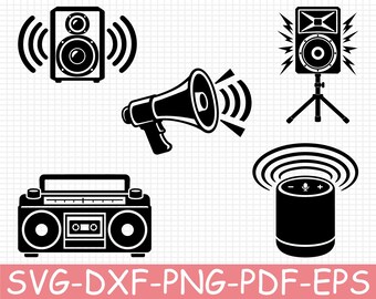 Speakers Silhouette, Svg, Dxf, Png