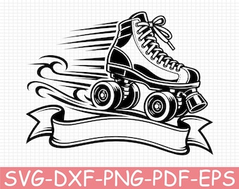 Roller Skates Monogram Silhouette, Svg, Dxf, Png